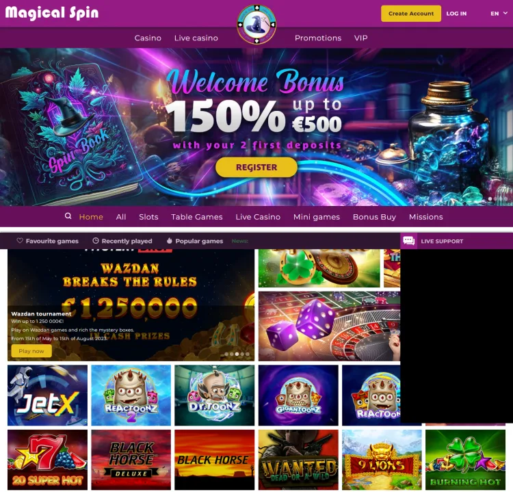 Captures de Magical Spin Casino